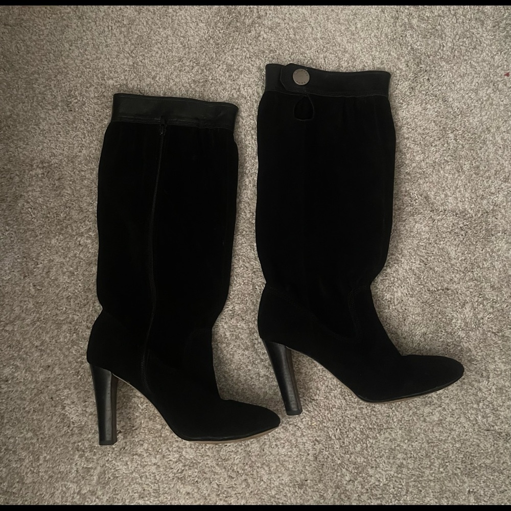 Micheal Kors Black Suede Heeled Boots Size 8M